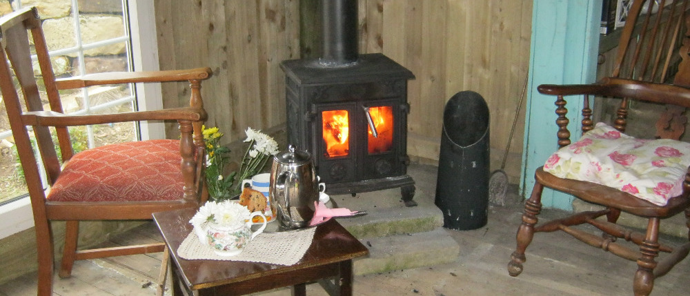 Our shelter has a wood burning stove!